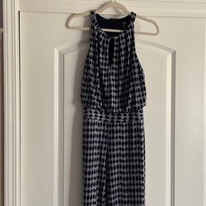 White House Black Market Navy Geometric Sleeveless Jumpsuit